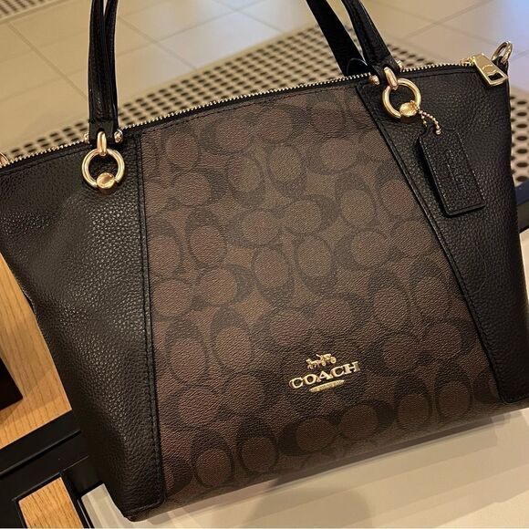 Coach Kacey Satchel In Signature Canvas Xbody Messenger Zip top Hand Bag - Picture 1 of 13